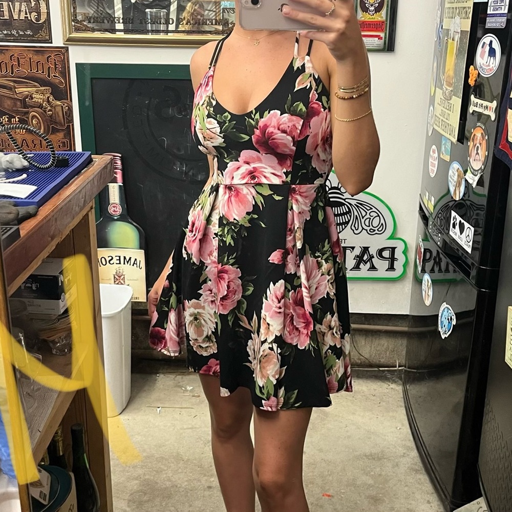 Black dress with flowers